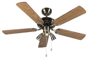 Brončani stropni ventilator s drvom 110 cm 3 svjetla s poteznim prekidačem - Mistral