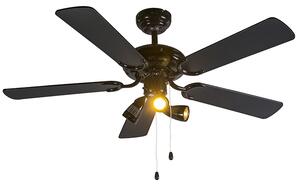 Stropni ventilator crni 110 cm 3-svjetla s poteznim prekidačem - Mistral