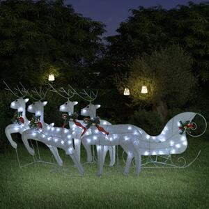 VidaXL Ukrasni božićni sobovi i saonice 100 LED žarulja vanjski bijeli