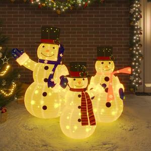 VidaXL Ukrasne božićne figure obitelji snjegovića LED luksuzna tkanina