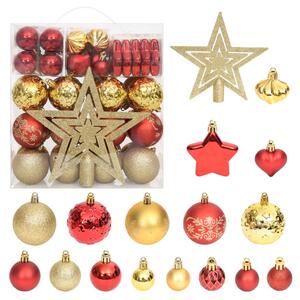 VidaXL Set božićnih kuglica od 70 komada zlatne i crvene