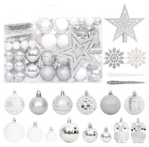 VidaXL Set božićnih kuglica od 108 komada srebrne i bijele
