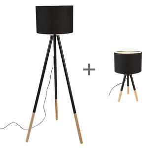 Set stolnog i podnog svjetla s crnim sjenilom - Pip