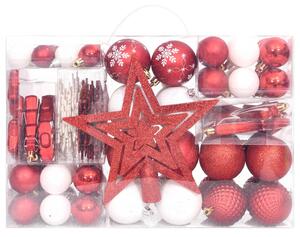 VidaXL Set božićnih kuglica od 108 komada crvene i bijele
