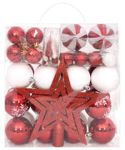 VidaXL Set božićnih kuglica od 64 komada crvene i bijele