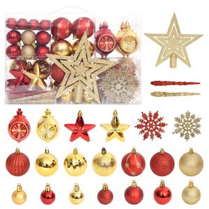 VidaXL Set božićnih kuglica od 108 komada zlatne i crvene