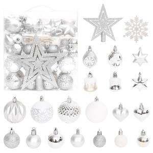 VidaXL Set božićnih kuglica od 70 komada srebrne i bijele