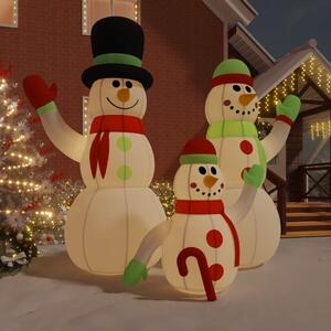 VidaXL Obitelj snjegovića na napuhavanje s LED svjetlima 500 cm