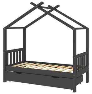 VidaXL Okvir za dječji krevet s ladicom tamnosivi 80 x 160 cm borovina
