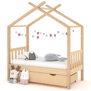 VidaXL Okvir za dječji krevet s ladicom 70x140 cm od masivne borovine