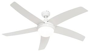 Pametni stropni ventilator bijeli s uzorkom drveta 132 cm uklj. LED prigušiva s daljinskim upravljačem - Cool