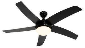 Pametni stropni ventilator crni s uzorkom drveta 132 cm uklj. LED prigušiv s daljinskim upravljačem - Cool