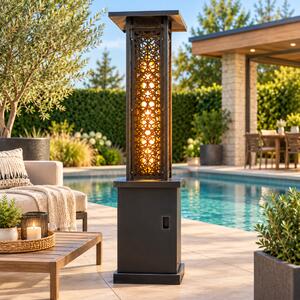 Elegantni plinski grijač za terasu od 13 kW s efektom plamena – 121 cm, crni