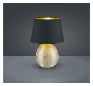 Crna stolna svjetiljka od keramike i tkanine Trio Luxor, visina 35 cm