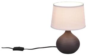 Tamnosmeđa stolna svjetiljka od keramike i tkanine Trio Martin, visina 29 cm