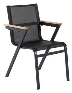 Vrtna stolica Dallas 67987x57x61cm, Crna, Svijetlo drvo, Tekstil, Metal