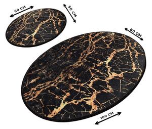 Set od 2 crne ovalne kupaonske prostirke Foutastic Gold Marble