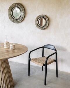Bež-crna vrtna stolica od drveta eukaliptusa Kave Home Glynis