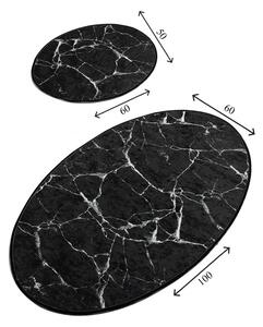 Set od 2 crne ovalne kupaonske prostirke Foutastic Marble