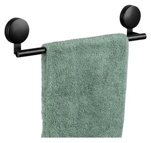 Crni zidni držač za ručnike Wenko Static-Loc® Pavia, širine 40 cm
