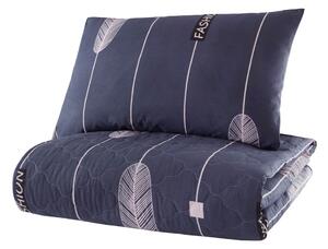 Plavi prekrivač s jastučnicom od ranforce pamuka EnLora Home Modena, 180 x 225 cm