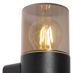 Moderna vanjska zidna svjetiljka crna s dimnim sjenilom IP44 - Odense