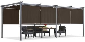 Smeđa pergola za terasu s La Palma 3x6 Garden Point roletama