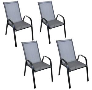 Set 4 vrtnih stolica TAVERNO siva/crna