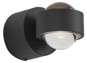 Dizajnerska zidna svjetiljka crna uklj. LED IP44 - Lens