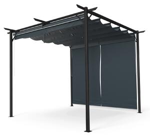Blumfeldt Pantheon Robust pergola 3 x 3 m čelik otporan na vremenske uvjete premazan zaštitnim lakiranjem s bočnim roletama