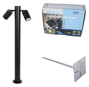 Stojeća vanjska svjetiljka crna 80 cm IP44 podesiva 2-svjetla - Duo