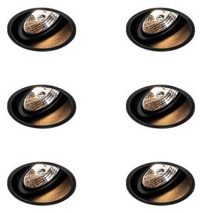 Set od 6 modernih ugradbenih reflektora crni bez okvira - Impact 70