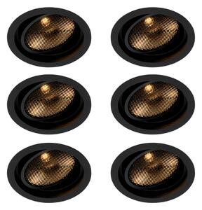 Set od 6 modernih crnih podesivih ugradbenih reflektora - Coop 111 Honey