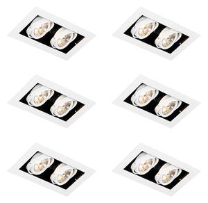 Set od 6 modernih ugradbenih reflektora, bijelih, dvostrukih i podesivih - Oneon 70