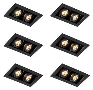 Set od 6 modernih ugradbenih reflektora crni 2-svjetla podesivi - Oneon 70