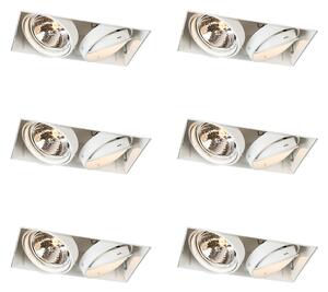 Set od 6 ugradbenih reflektora bijeli podesivi AR111 bez okvira 2-svjetla - Oneon