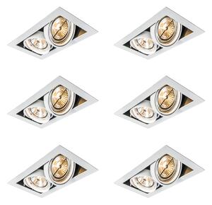 Set od 6 ugradbenih reflektora bijeli AR111 podesivi 2-svjetla - Oneon