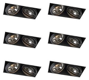Set od 6 ugradbenih reflektora crni AR111 okretni i nagibni bez okvira 2-svjetla - Oneon