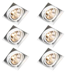 Set od 6 ugradbenih reflektora bijeli GU10 AR111 bez okvira podesivi - Oneon