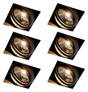 Set od 6 ugradbenih reflektora crni GU10 AR111 bez okvira - Oneon
