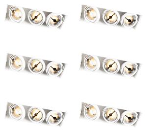 Set od 6 ugradbenih reflektora bijeli AR111 bez okvira 3-svjetla - Oneon