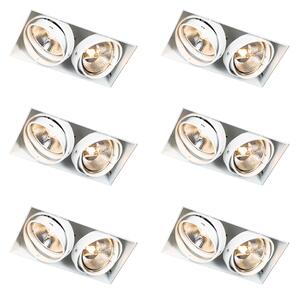 Set od 6 ugradbenih reflektora bijeli GU10 AR111 bez okvira 2-svjetla - Oneon