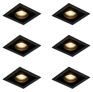 Set od 6 modernih ugradbenih reflektora crni podesivi - Roof