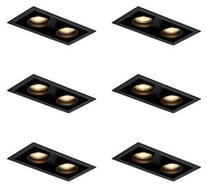 Set od 6 modernih ugradbenih reflektora crni podesivi 2-svjetla - Roof
