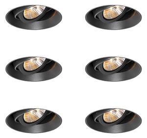 Set od 6 modernih ugradbenih reflektora crni GU10 AR70 okrugli bez okvira - Oneon