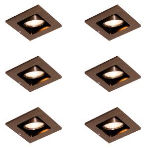 Set od 6 modernih ugradbenih reflektora tamno brončane boje, podesivi - Qure