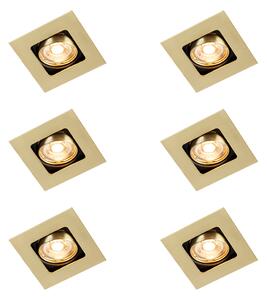 Set od 6 četvrtastih ugradbenih reflektora mjed podesivi - Artemis