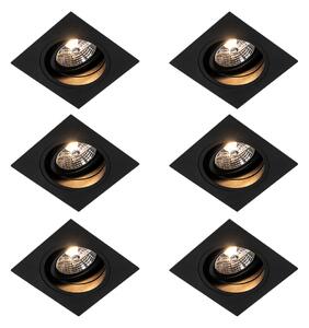 Set od 6 Moderna ugradbena spot crna podesiva - Chuck 70
