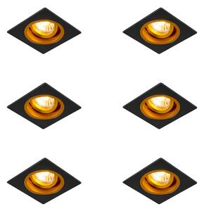 Set od 6 ugradbenih reflektora crni sa zlatnom bojom 9,3 cm, rotirajući i nagibni - Chuck