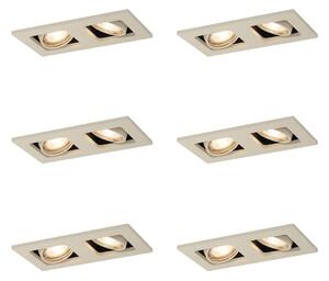 Set od 6 modernih ugradbenih reflektora bež GU10 50mm podesivi 2-svjetla - Qure